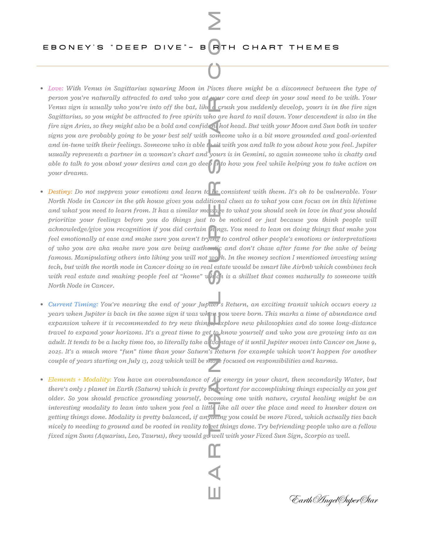 "DEEP DIVE" - BIRTH CHART REPORT